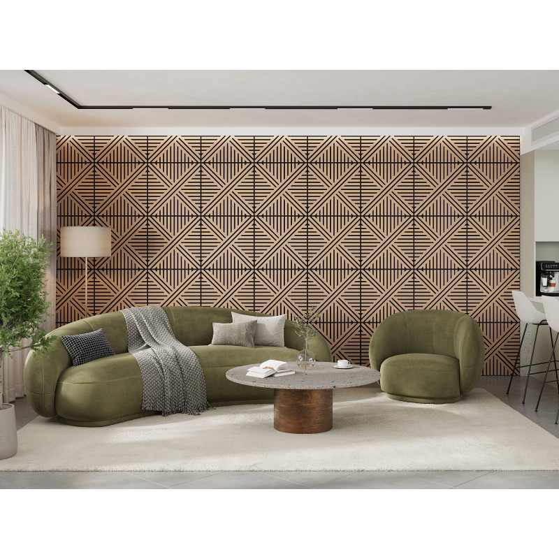 Mexen Linea 05 akustiska sienas panelis 60 x 60 cm (4 gab.), filcs 9 mm, tehniska finieris, Balināts Ozols - S110-60607-05-040