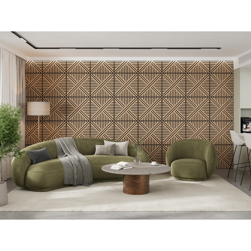 Mexen Linea 05 panel ścienny akustyczny 60 x 60 cm (4szt.), filc 9 mm, fornir techniczny, Bielony Dąb - S110-60607-05-040