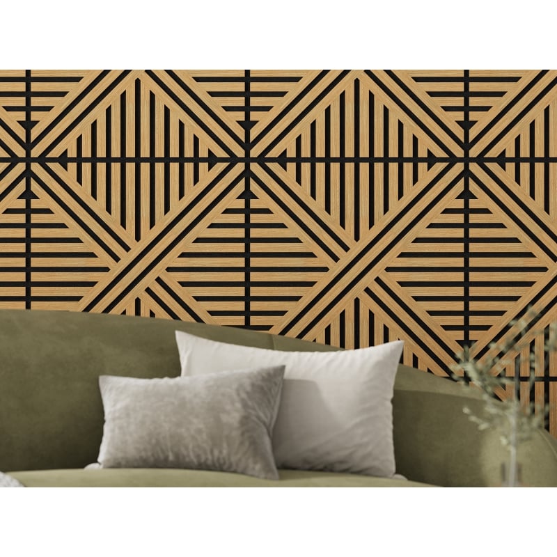 Mexen Linea 05 painel de parede acústico 60 x 60 cm (4 peças), feltro 9 mm, folha técnica, Carvalho Classic