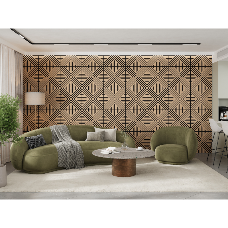 Mexen Linea 06 panel ścienny akustyczny 60 x 60 cm (4szt.), filc 9 mm, fornir techniczny, Bielony Dąb - S110-60607-06-040