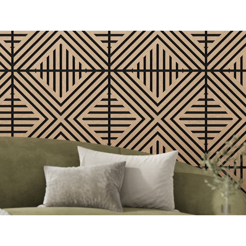 Mexen Linea 06 panel de pared acústico 60 x 60 cm (4 unidades), fieltro de 9 mm, chapa técnica, Roble Blanqueado