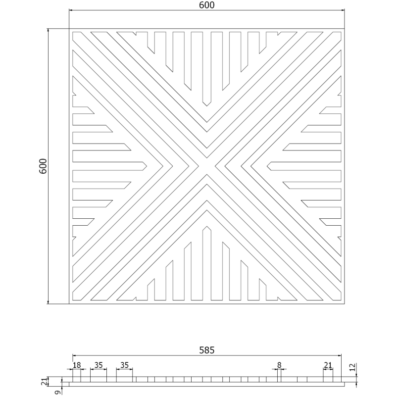 Mexen Linea 06 panel ścienny akustyczny 60 x 60 cm (4szt.), filc 9 mm, fornir techniczny, Dąb Classic - S110-60607-06-041