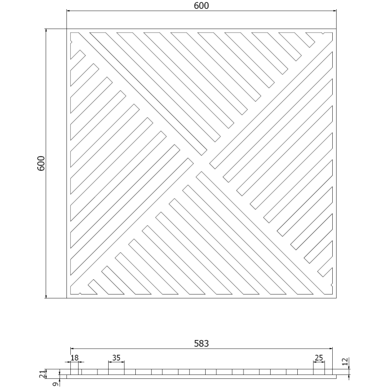 Mexen Linea 08 panel ścienny akustyczny 60 x 60 cm (4szt.), filc 9 mm, fornir techniczny, Dąb Natural - S110-60607-08-042