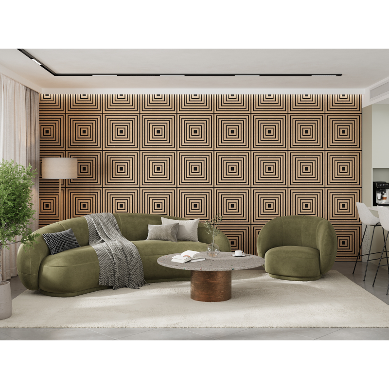 Mexen Linea 13 panel ścienny akustyczny 60 x 60 cm (4szt.), filc 9 mm, fornir techniczny, Bielony Dąb - S110-60607-13-040