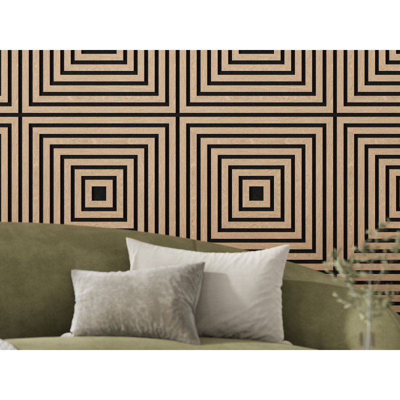 Mexen Linea 13 Akustik-Wandpaneel 60 x 60 cm (4er Set), Filz 9 mm, technisches Furnier, gebleichte Eiche - S110-60607-13-040