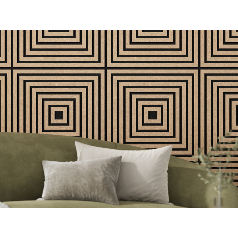 Mexen Linea 13 panel ścienny akustyczny 60 x 60 cm (4szt.), filc 9 mm, fornir techniczny, Bielony Dąb - S110-60607-13-040