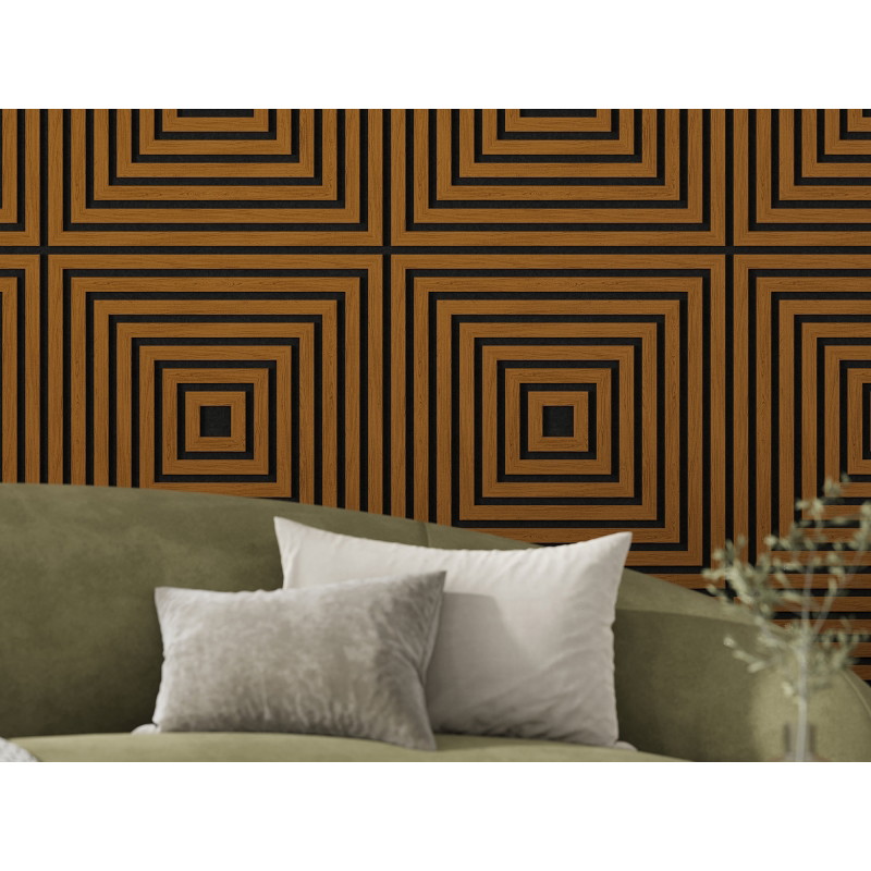 Mexen Linea 13 panel de pared acústico 60 x 60 cm (4 uds.), fieltro 9 mm, chapa técnica, Roble Natural - S110-60607-13-042