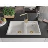 Mexen Tomas zlewozmywak granitowy 2-komorowy z baterią kuchenną Rita, biały - 6516-20-670300-50