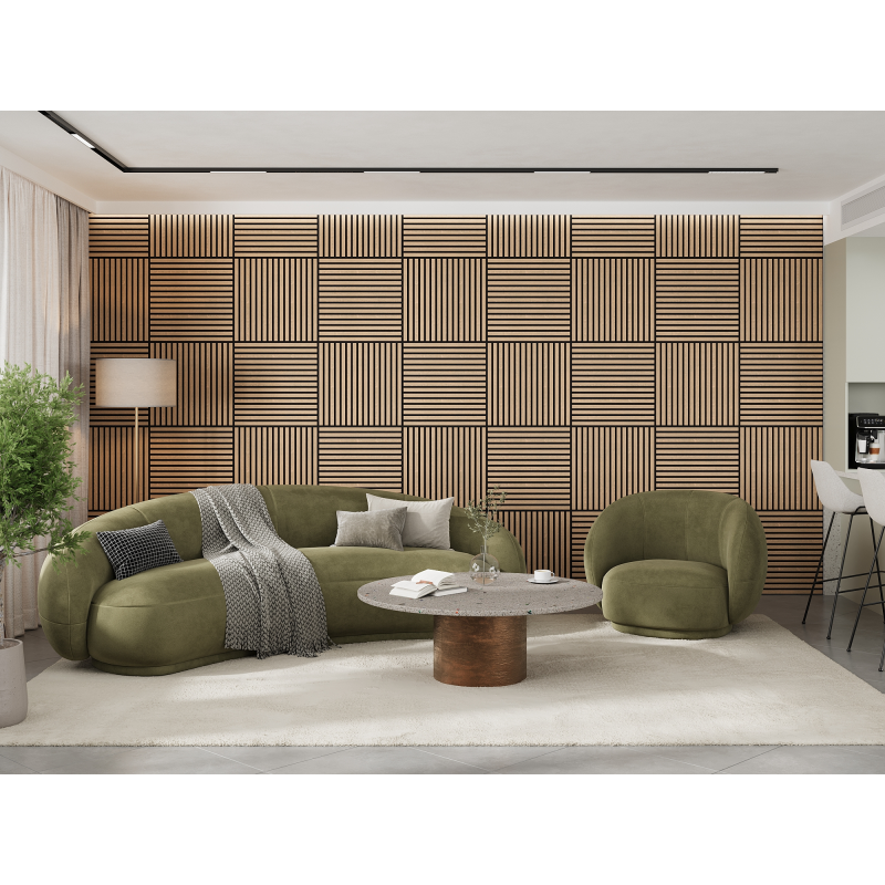 Mexen Linea 15 panel ścienny akustyczny 60 x 60 cm (4szt.), filc 9 mm, fornir techniczny, Bielony Dąb - S110-60607-15-040