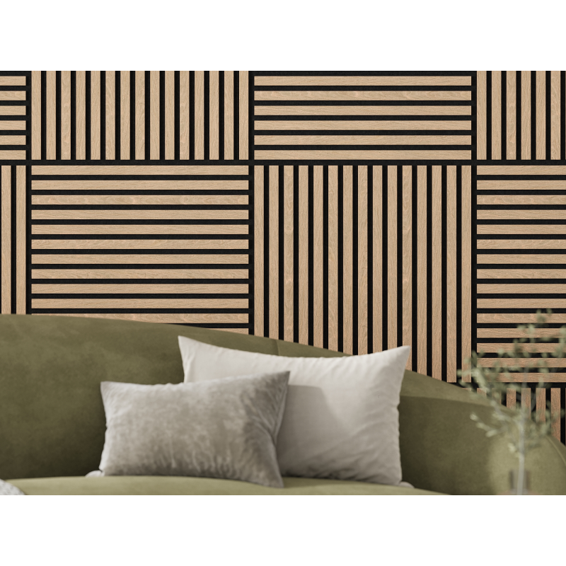 Mexen Linea 15 panel ścienny akustyczny 60 x 60 cm (4szt.), filc 9 mm, fornir techniczny, Bielony Dąb - S110-60607-15-040