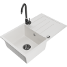 Mexen Bruno fregadero de granito de 1 cubeta con escurridor y grifo de cocina Telma, blanco - 6513-20-670200-70