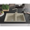 Mexen Tomas granite double sink with Rita kitchen tap, beige - 6516-69-670300-69