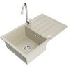Mexen Bruno granite sink 1-bowl with drainer and Telma kitchen tap, beige - 6513-69-670200-00