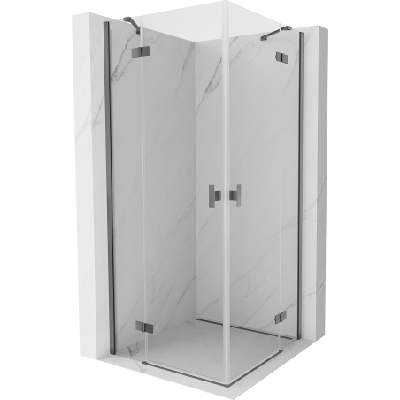 Mexen Mist-H Duo cabine de douche pivotante 100 x 100 cm, transparent, métal canon - 8A5-100L-100P-95-00