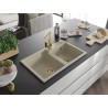 Mexen Tomas fregadero de granito de 2 senos con grifo de cocina Rita, beige - 6516-69-670300-50