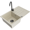 Mexen Bruno fregadero de granito 1 cubeta con escurridor y grifo de cocina Telma, beige - 6513-69-670200-70