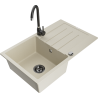 Mexen Bruno fregadero de granito de 1 seno con escurridor y grifo de cocina Telma, beige - 6513-69-670200-70