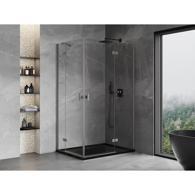 Mexen Mist-H Duo duschkabin med svängdörrar 70 x 70 cm, transparent, krom - 8A5-070L-070P-01-00