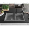 Mexen Tomas fregadero de granito de 2 senos con grifo de cocina Rita, gris - 6516-71-670300-70