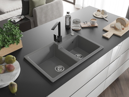 Mexen Tomas νεροχύτης γρανίτης 2-διαμερισμάτων με μπαταρία κουζίνας Rita,