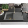Mexen Bruno 1-bowl granite sink with drainer and Telma kitchen tap, grey - 6513-71-670200-50
