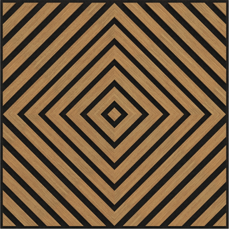 Mexen Linea 03 pannello acustico da parete 60 x 60 cm (4 pezzi), feltro 9 mm, impiallacciatura tecnica, Quercia Classic