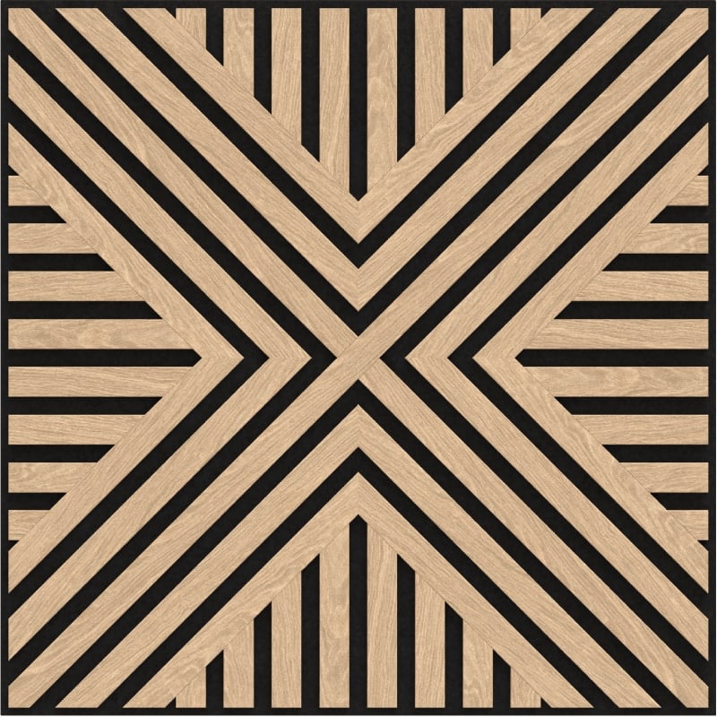 Mexen Linea 06 akustična stenska plošča 60 x 60 cm (4 kosi), filc 9 mm, tehnični furnir, Beljeni Hrast - S110-60607-06-040