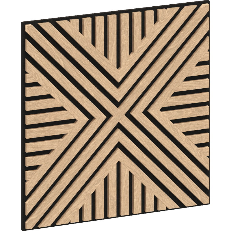 Mexen Linea 06 panel de pared acústico 60 x 60 cm (4 unidades), fieltro de 9 mm, chapa técnica, Roble Blanqueado