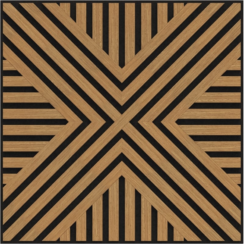 Mexen Linea 06 akustinen seinäpaneeli 60 x 60 cm (4 kpl), huopa 9 mm, tekninen viilu, Classic Tammi - S110-60607-06-041