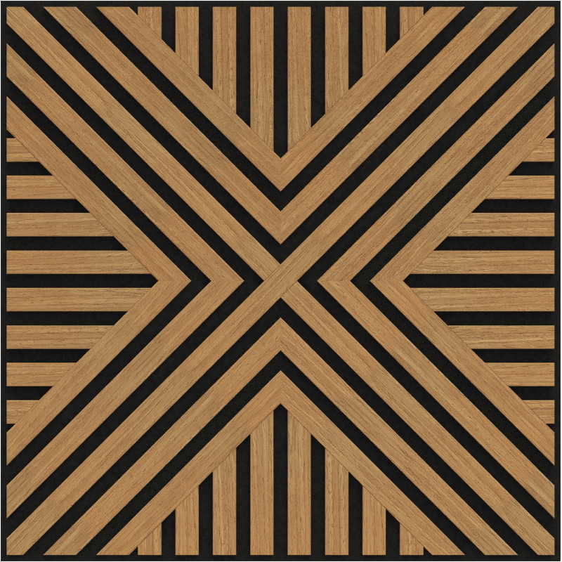 Mexen Linea 06 panneau mural acoustique 60 x 60 cm (4 pièces), feutre 9 mm, placage technique, Chêne Classic