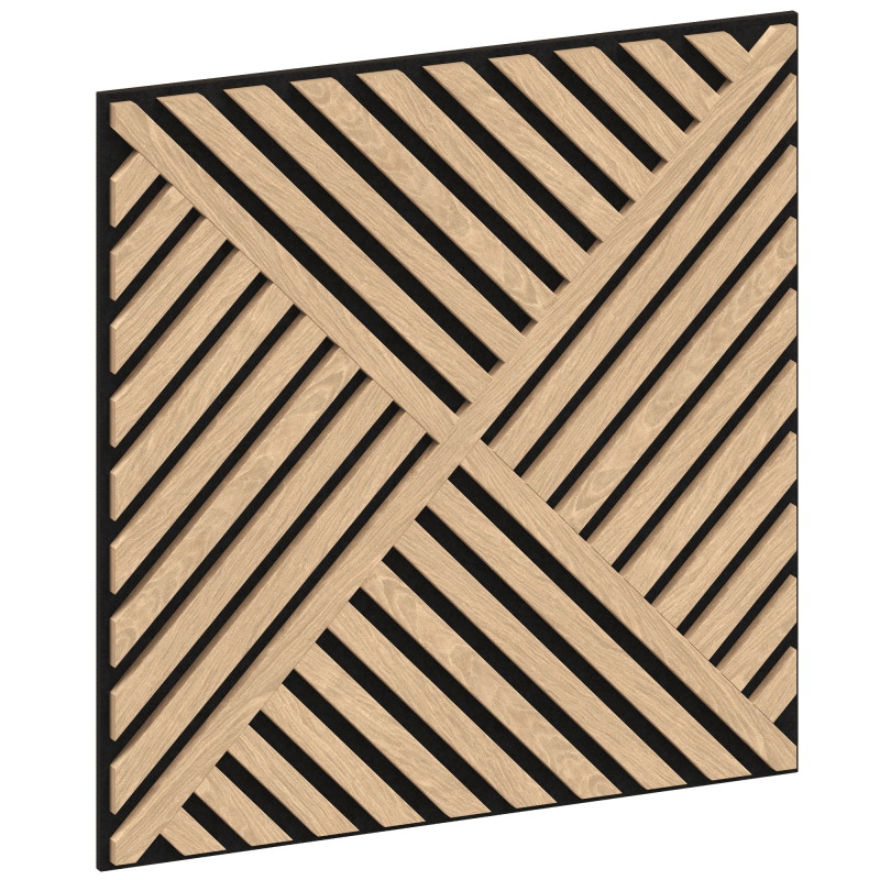 Mexen Linea 08 akustiskās sienas panelis 60 x 60 cm (4 gab.), filcs 9 mm, tehniska finieris, Balināts Ozols