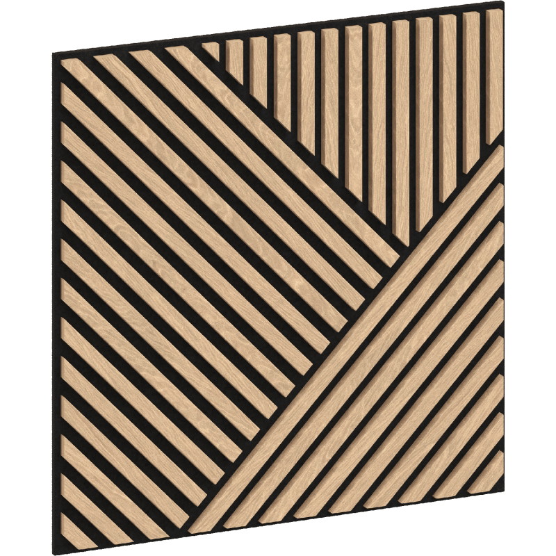 Mexen Linea 25 akustisk väggpanel 60 x 60 cm (4 st.), filt 9 mm, teknisk faner, Vitbetsad Ek - S110-60607-25-040