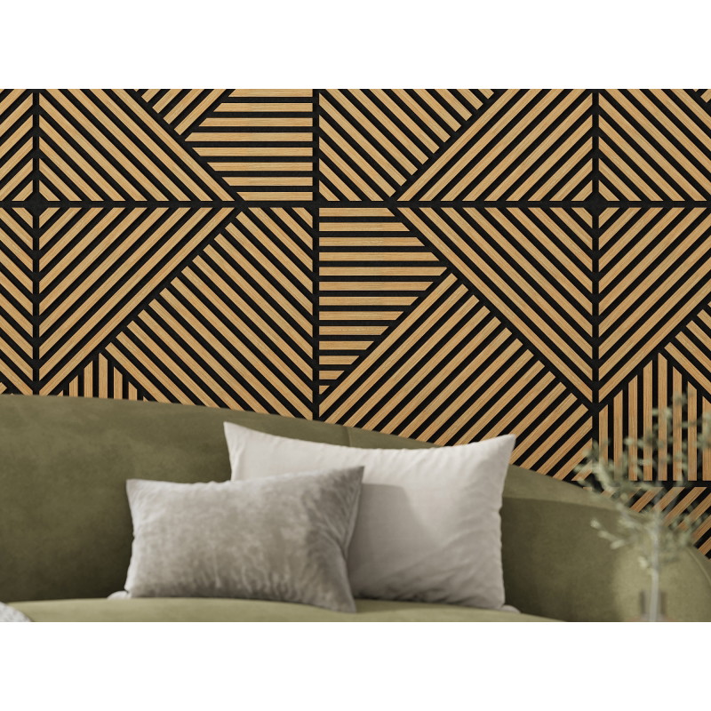 Mexen Linea 25 panneau mural acoustique 60 x 60 cm (4 pièces), feutre 9 mm, placage technique, Chêne Classic