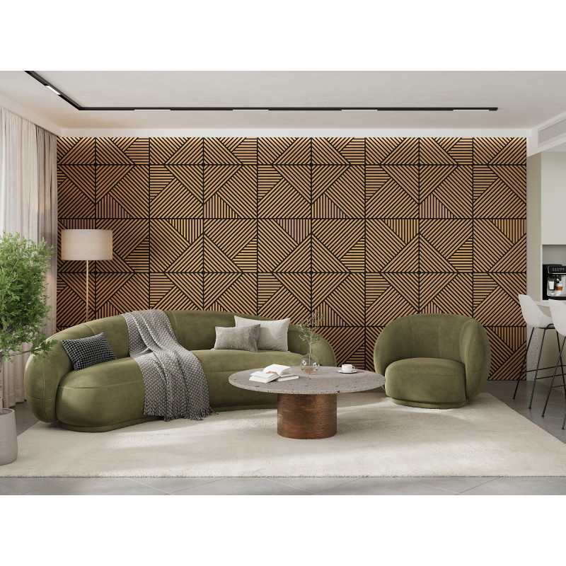 Mexen Linea 25 pannello acustico da parete 60 x 60 cm (4 pezzi), feltro 9 mm, tranciato tecnico, Rovere Classic