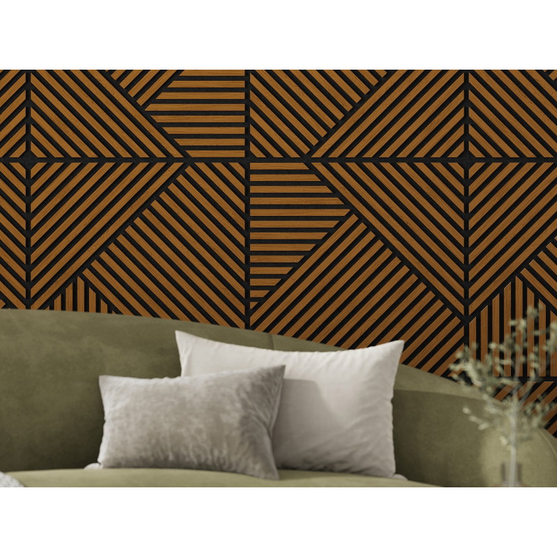 Mexen Linea 25 panneau mural acoustique 60 x 60 cm (4 pièces), feutre 9 mm, placage technique, Chêne Naturel