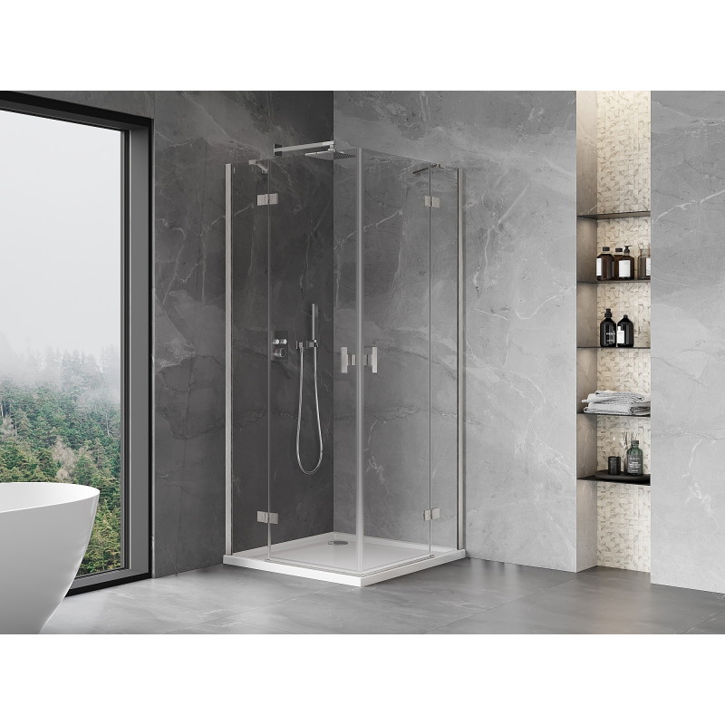 Mexen Mist-H Duo cabina de ducha abatible 70 x 70 cm, transparente, cromo - 8A5-070L-070P-01-00