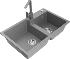 Mexen Tomas 2-kammioinen graniittinen keittiöallas Rita, harmaa - 6516-71-670300-71