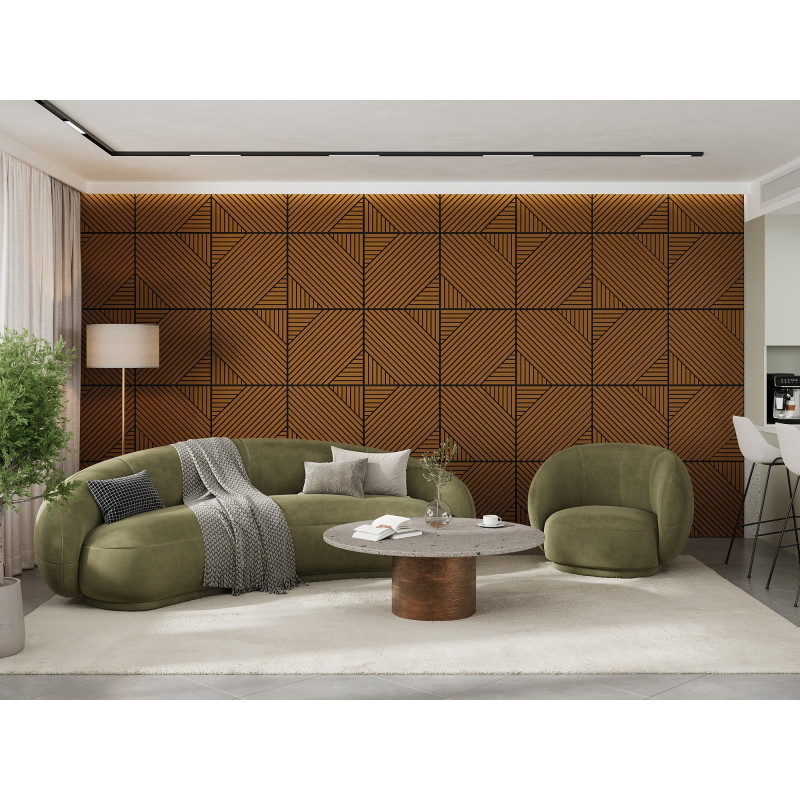 Mexen Linea 26 panel de pared acústico 60 x 60 cm (4 uds.), fieltro 9 mm, chapa técnica, Roble Natural - S110-60607-26-042