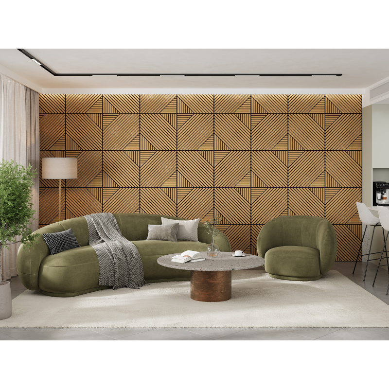Mexen Linea 26 panel ścienny akustyczny 60 x 60 cm (4szt.), filc 9 mm, fornir techniczny, Dąb Classic - S110-60607-26-041