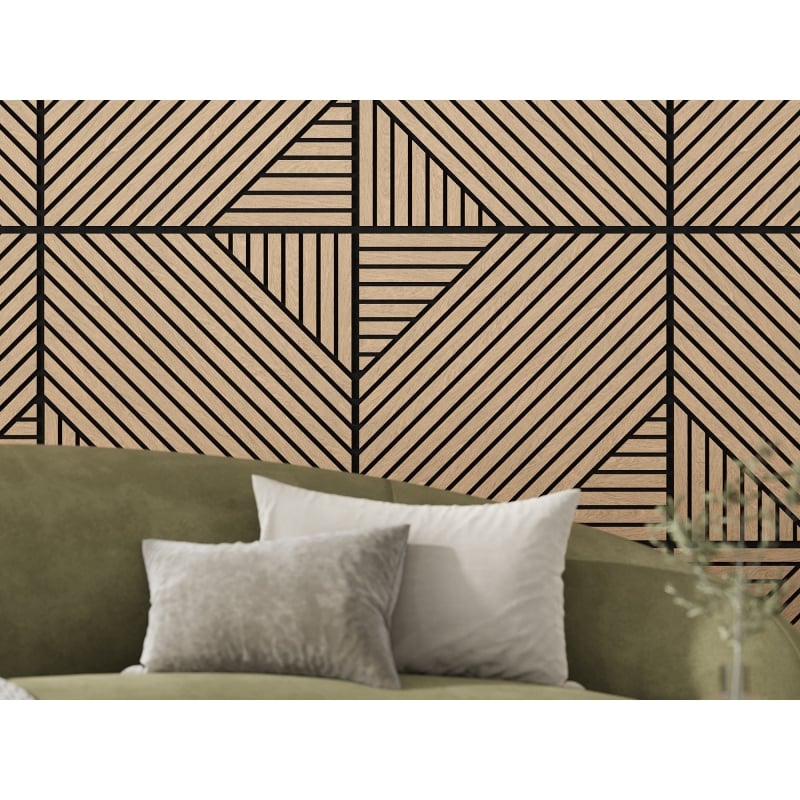 Mexen Linea 26 painel de parede acústico 60 x 60 cm (4 peças), feltro 9 mm, folheado técnico, Carvalho Esbranquiçado