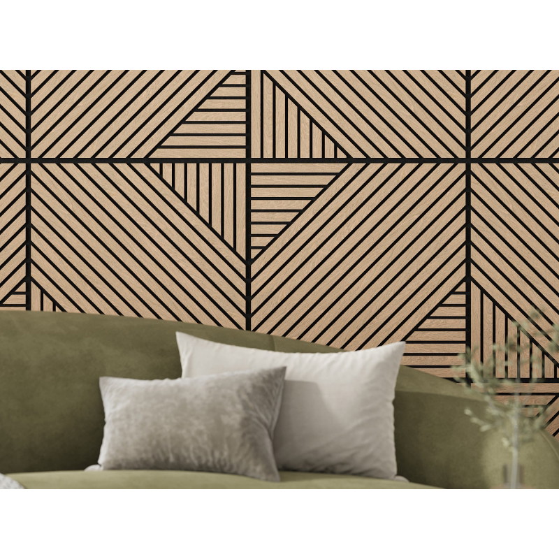 Mexen Linea 26 pannello a parete acustico 60 x 60 cm (4 pezzi), feltro 9 mm, impiallacciatura tecnica, Rovere Sbiancato