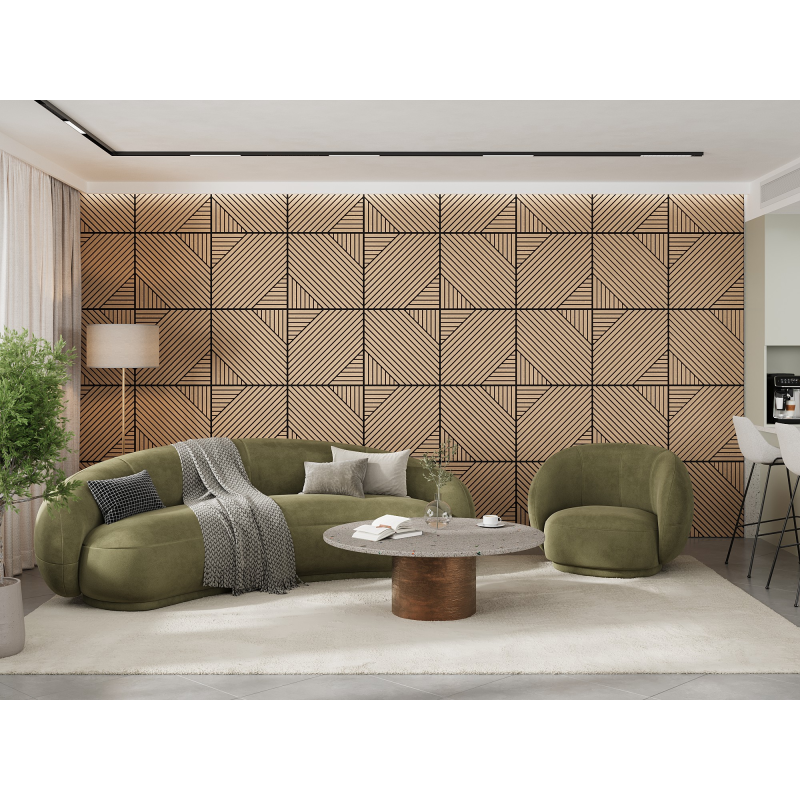 Mexen Linea 26 panel ścienny akustyczny 60 x 60 cm (4szt.), filc 9 mm, fornir techniczny, Bielony Dąb - S110-60607-26-040