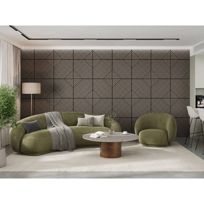 Mexen Linea 26 pannello acustico da parete 60 x 60 cm (4 pezzi), feltro 9 mm, impiallacciatura tecnica, Rovere Grigio