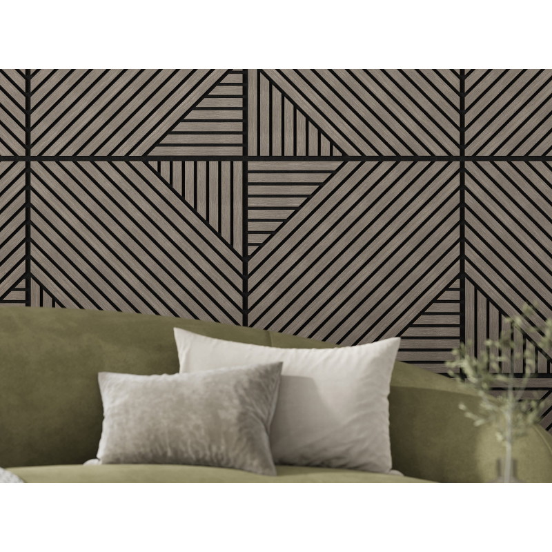 Mexen Linea 26 panneau mural acoustique 60 x 60 cm (4pcs), feutre 9 mm, placage technique, Chêne Gris - S110-60607-26-043