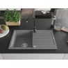 Mexen Bruno 1-bowl granite sink with drainer and Telma kitchen tap, grey - 6513-71-670200-70
