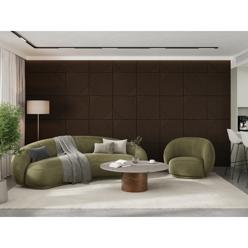 Mexen Linea 26 panneau mural acoustique 60 x 60 cm (4 pièces), feutre 9 mm, placage technique, Chêne Mocca - S110-60607-26-045