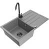 Mexen Bruno fregadero de granito de 1 cubeta con escurridor y grifo de cocina Telma, gris - 6513-71-670200-70-B