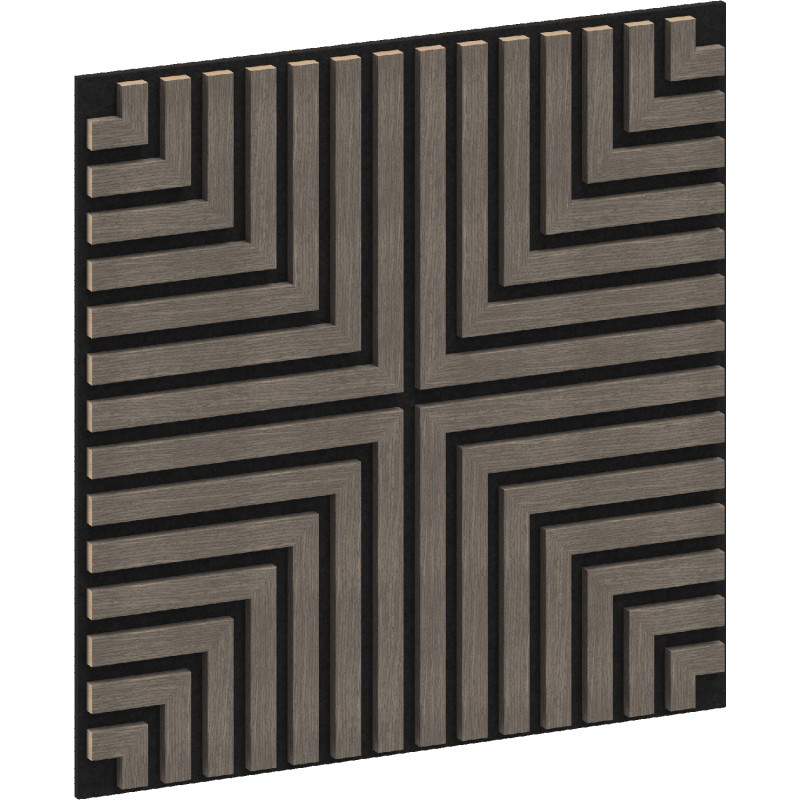 Mexen Linea 02 panneau mural acoustique 60 x 60 cm (4 pièces), feutre 9 mm, placage technique, Chêne Gris - S110-60607-02-043