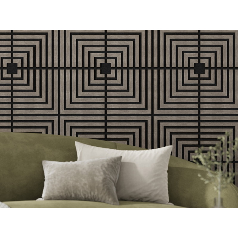 Mexen Linea 02 akustisks sienas panelis 60 x 60 cm (4 gab.), 9 mm filcs, tehniskais finieris, Pelēks ozols - S110-60607-02-043