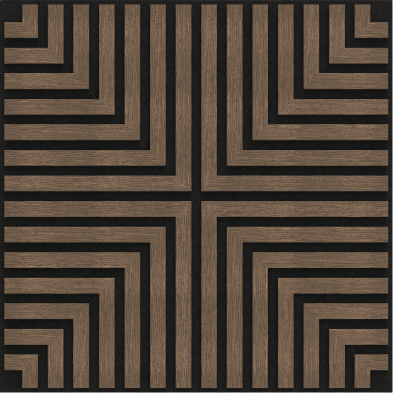 Mexen Linea 02 panel ścienny akustyczny 60 x 60 cm (4szt.), filc 9 mm, fornir techniczny, Ciemny Orzech - S110-60607-02-044